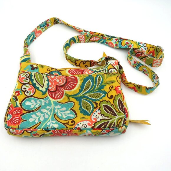 Vera Bradley Purse Provencal Crossbody Bag Yellow Quilted Built In Wallet - Picture 2 of 9